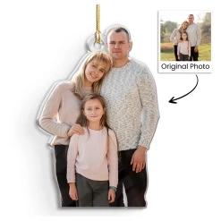 Personalized Family Photo Ornament - Customized Photo Shaped Acrylic Ornaments, Custom Christmas Ornaments, Birthday Gift For Family Members