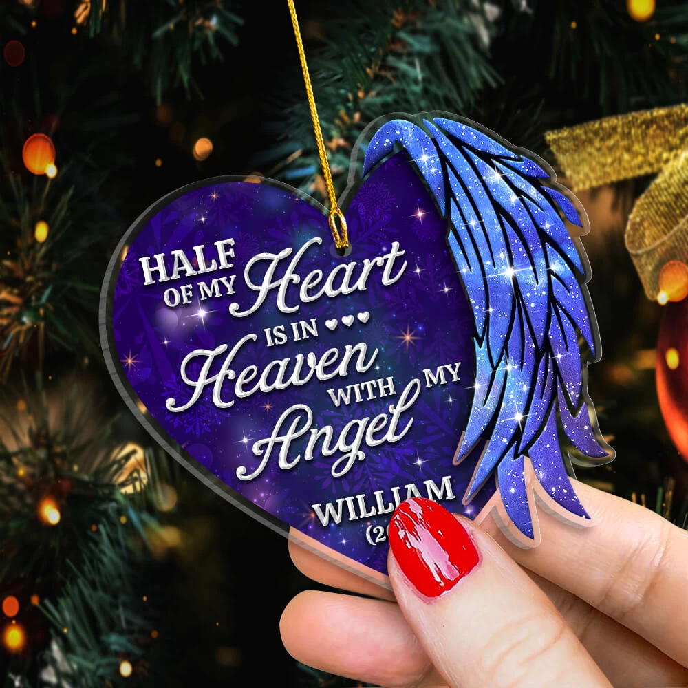 Half Of My Heart Is In Heaven Memorial Dad Mom Personalized Ornament 7 Half Of My Heart Is In Heaven Memorial Dad Mom Personalized Ornament - Image 5