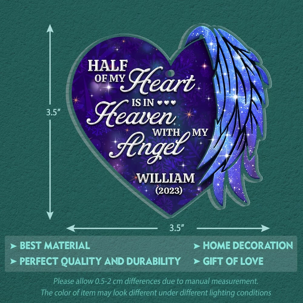 Half Of My Heart Is In Heaven Memorial Dad Mom Personalized Ornament 8 Half Of My Heart Is In Heaven Memorial Dad Mom Personalized Ornament - Image 6