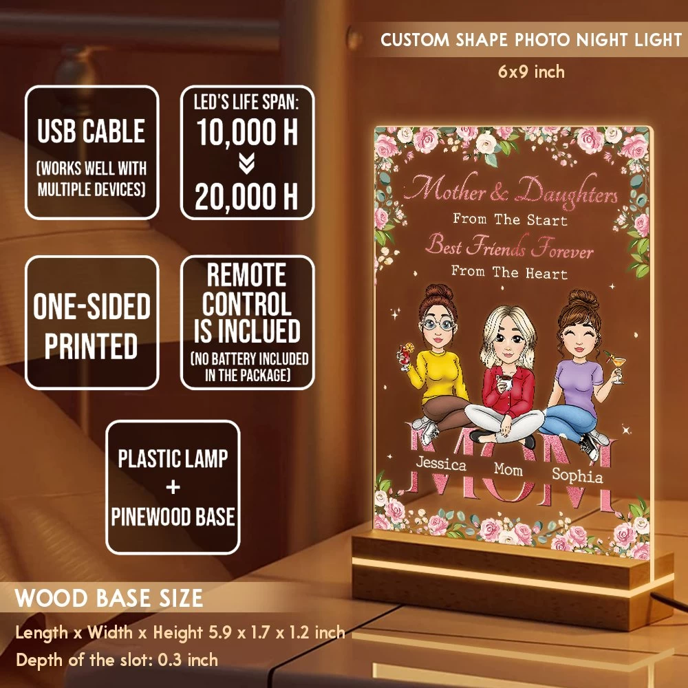 Mom & Daughter BFF Personalized LED Night Light 8 Mom & Daughter BFF Personalized LED Night Light - Image 6