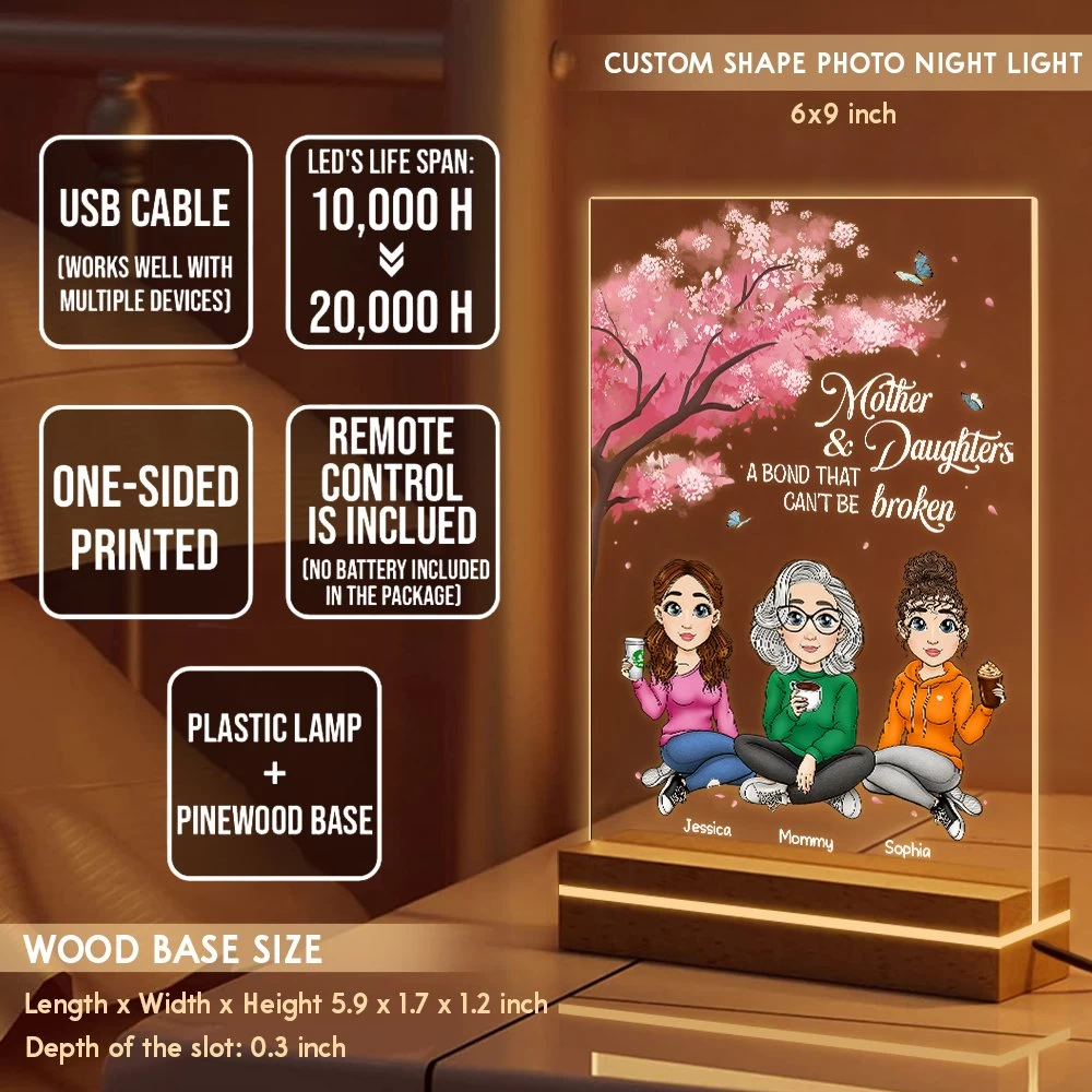 Mom & Daughter Bond That Can't Be Broken Personalized LED Night Light 8 Mom & Daughter Bond That Can't Be Broken Personalized LED Night Light - Image 6