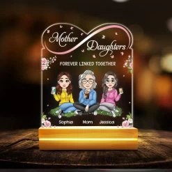 Gift Series Store -Gift Series Store Mom Daughter Linked Together Floral Theme Personalized LED Night Light 13