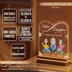 Mom & Daughter Linked Together Floral Theme Personalized LED Night Light -Gift Series Store Mom Daughter Linked Together Floral Theme Personalized LED Night Light 17