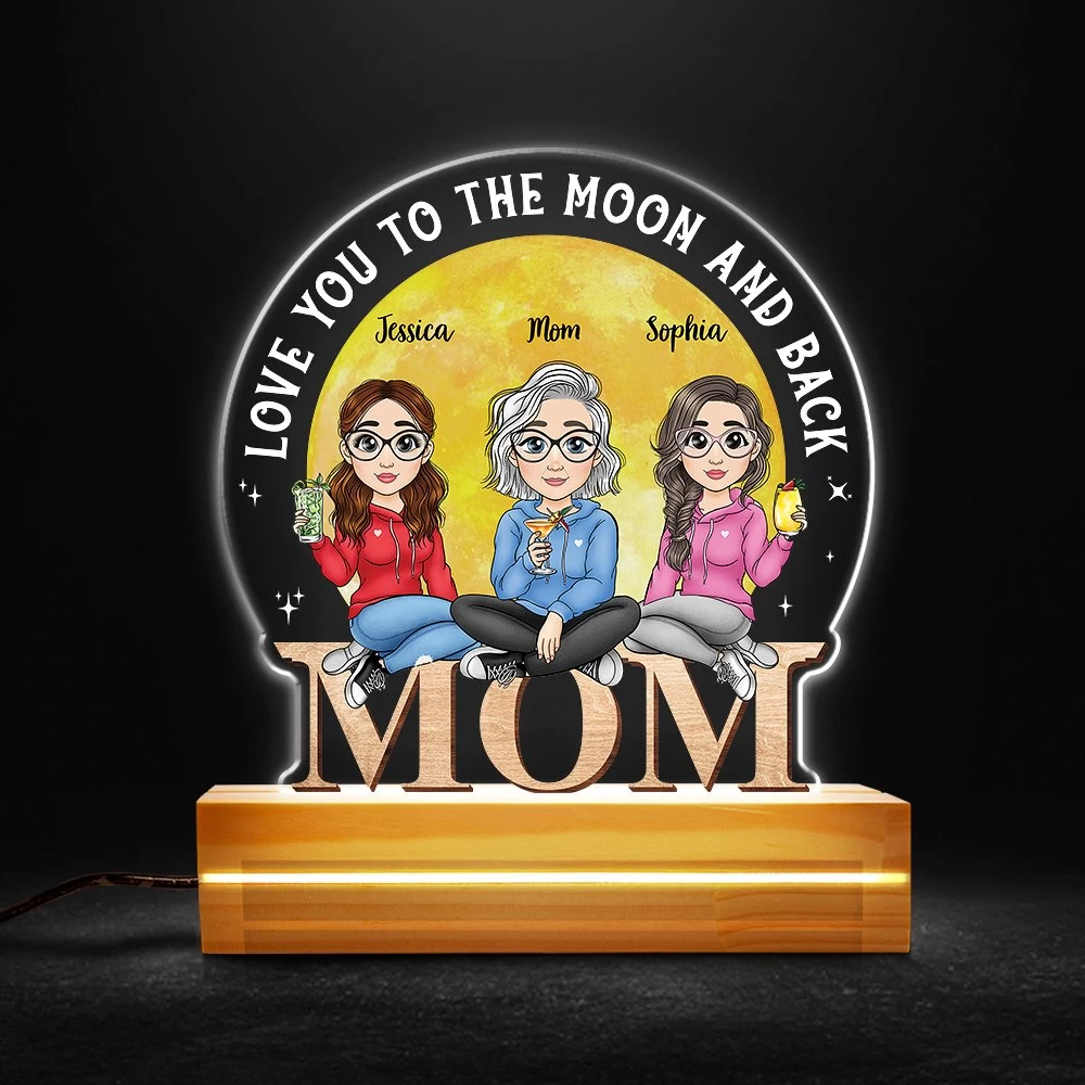 Mom & Daughter Love You To The Moon Personalized LED Night Light 3 Mom & Daughter Love You To The Moon Personalized LED Night Light