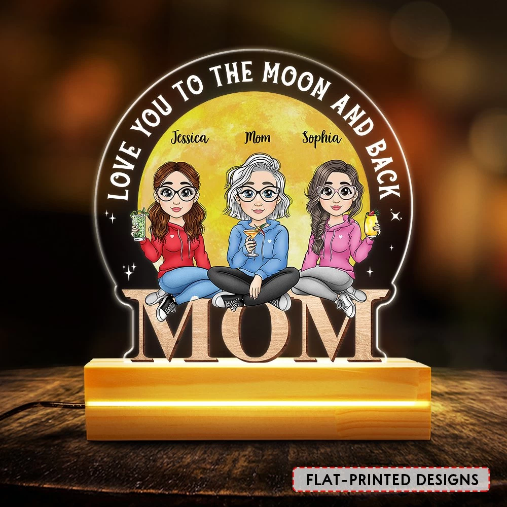 Mom & Daughter Love You To The Moon Personalized LED Night Light 4 Mom & Daughter Love You To The Moon Personalized LED Night Light - Image 2
