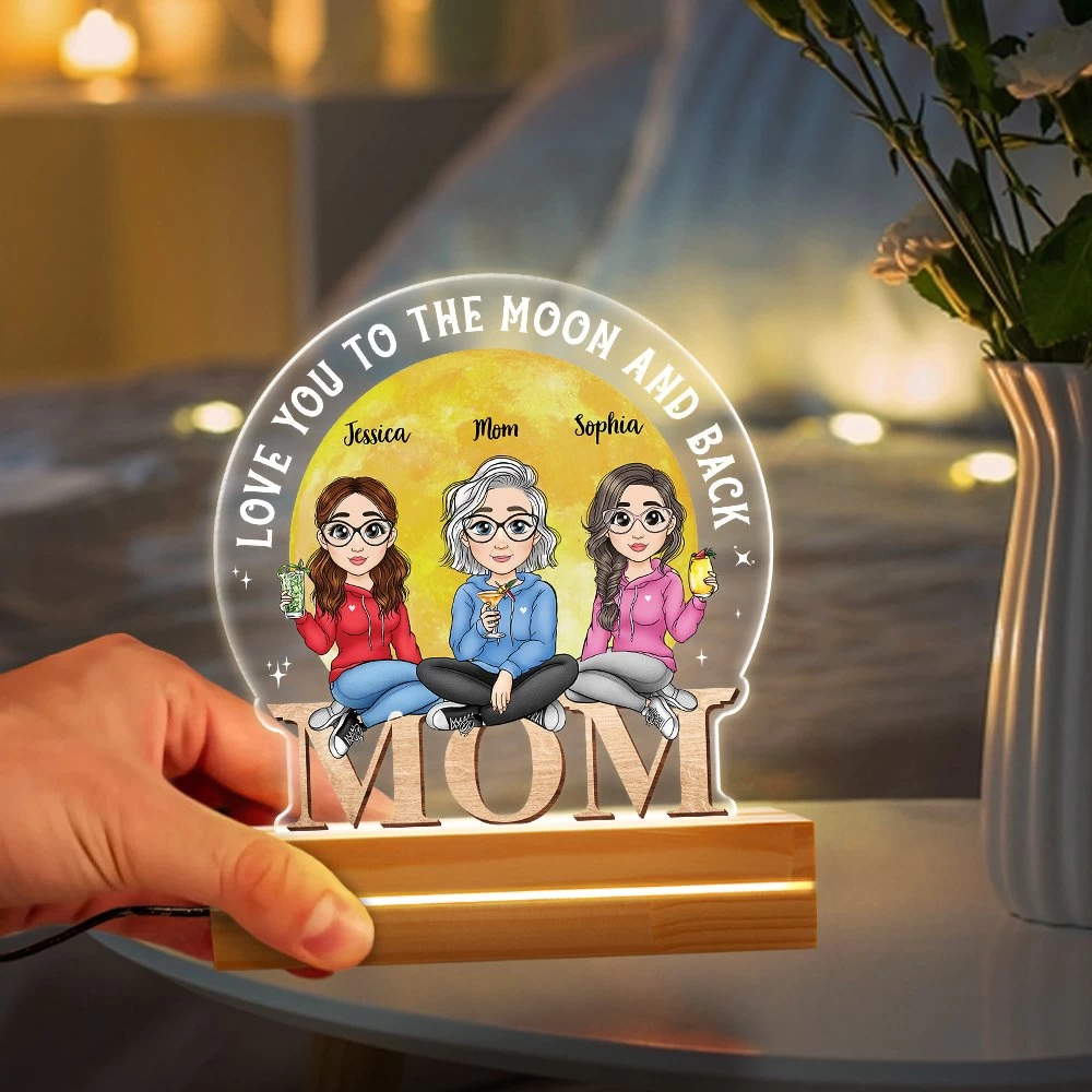 Mom & Daughter Love You To The Moon Personalized LED Night Light 5 Mom & Daughter Love You To The Moon Personalized LED Night Light - Image 3