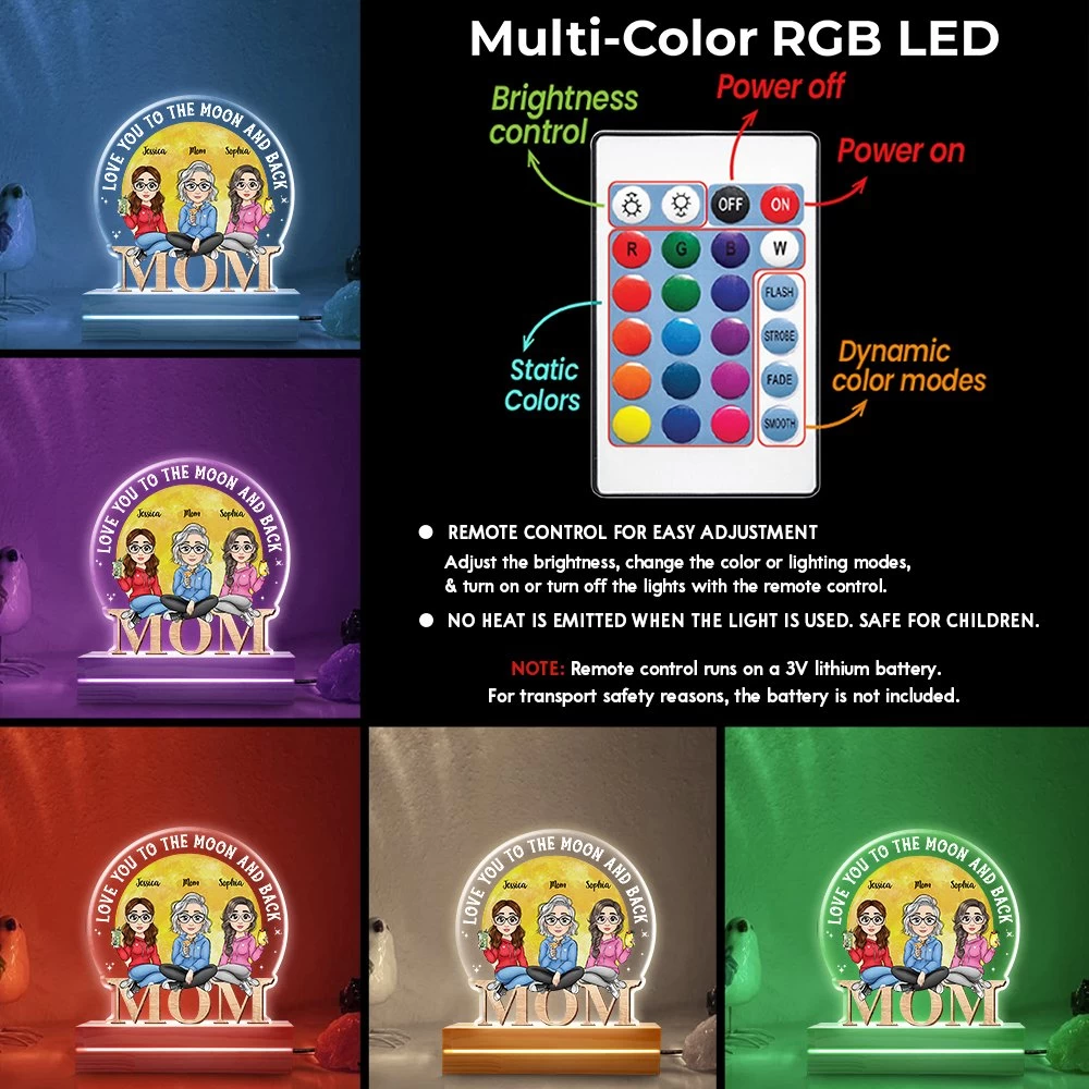 Mom & Daughter Love You To The Moon Personalized LED Night Light 7 Mom & Daughter Love You To The Moon Personalized LED Night Light - Image 5