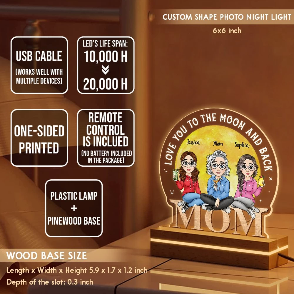 Mom & Daughter Love You To The Moon Personalized LED Night Light 8 Mom & Daughter Love You To The Moon Personalized LED Night Light - Image 6
