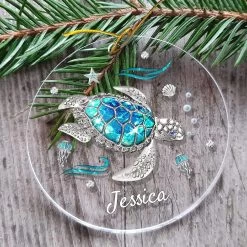 Personalized Acrylic Sea Turtle Ornament Jewelry Style -Gift Series Store Personalized Acrylic Sea Turtle Ornament Jewelry Style 4