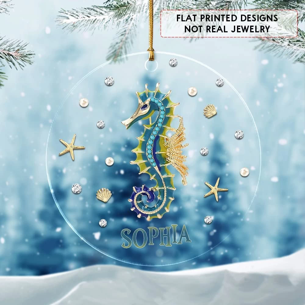 Personalized Acrylic Seahorse Ornament Jewelry Style 5 Personalized Acrylic Seahorse Ornament Jewelry Style - Image 3