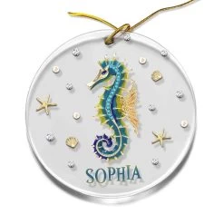 Personalized Acrylic Seahorse Ornament Jewelry Style