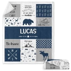 Personalized Baby Blanket Woodland Theme Animals Baby Boy For Baby Boy