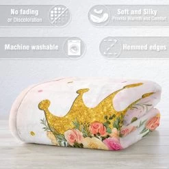 Personalized Baby Girl Blanket Princess Crown For Baby Girl -Gift Series Store Personalized Baby Girl Blanket Princess Crown for Baby Girl 3