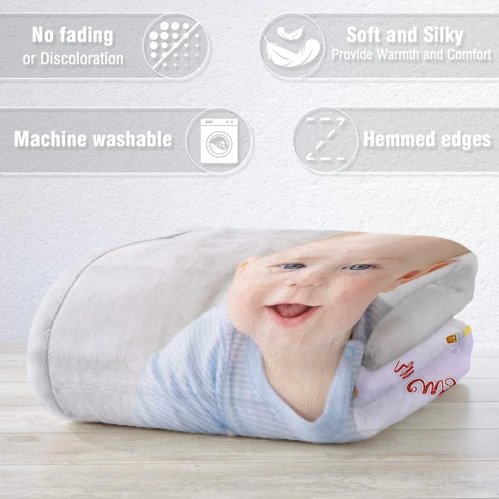 Personalized Baby Photo Blanket For Baby Boy 5 Personalized Baby Photo Blanket For Baby Boy - Image 3