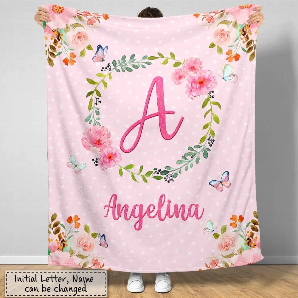 Personalized Baby Pink Blanket Monogram For Baby Girl 4 Personalized Baby Pink Blanket Monogram For Baby Girl - Image 2
