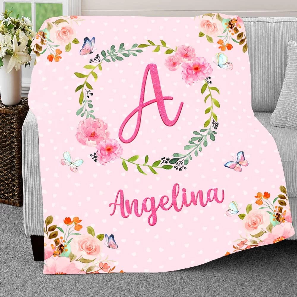 Personalized Baby Pink Blanket Monogram For Baby Girl 5 Personalized Baby Pink Blanket Monogram For Baby Girl - Image 3