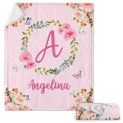 Personalized Baby Pink Blanket Monogram For Baby Girl