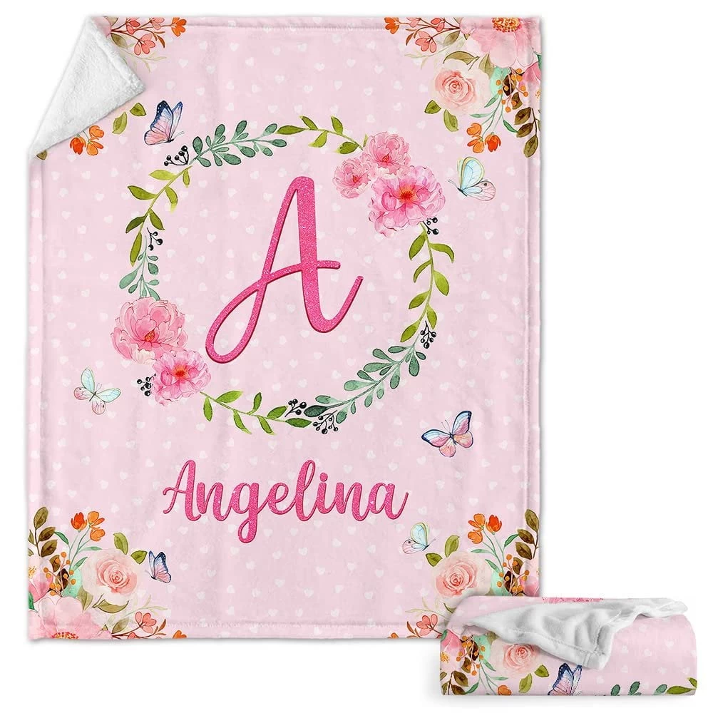 Personalized Baby Pink Blanket Monogram For Baby Girl 3 Personalized Baby Pink Blanket Monogram For Baby Girl