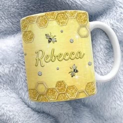 Personalized Bee Happy Mug Jewelry Drawing -Gift Series Store Personalized Bee Happy Mug Jewelry Drawing 3