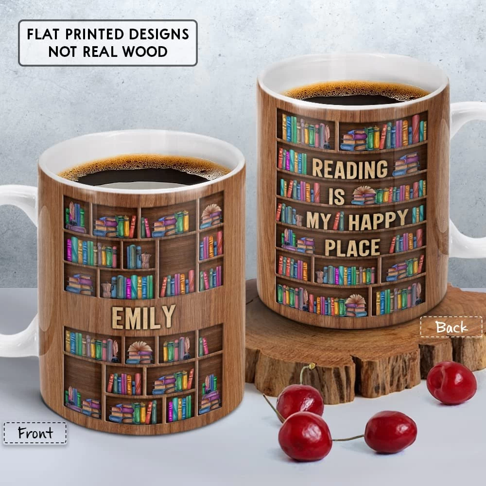 Personalized Book Lovers Mug My Happy Place 4 Personalized Book Lovers Mug My Happy Place - Image 2