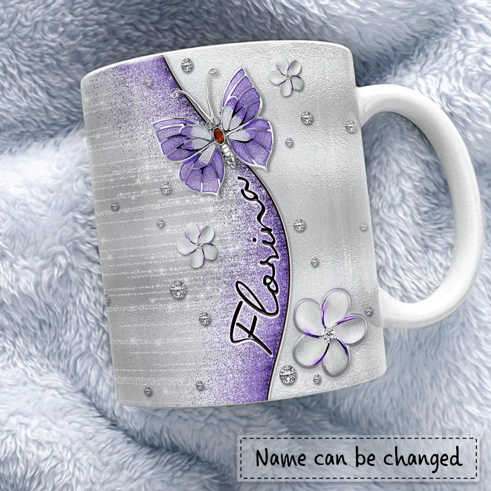 Personalized Butterfly Mug Gem Drawing Style 6 Personalized Butterfly Mug Gem Drawing Style - Image 4