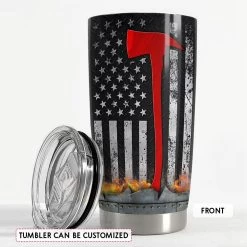 Personalized Firefighter Tumbler American Flag With Custom Name -Gift Series Store Personalized Firefighter Tumbler American Flag With Custom Name 2