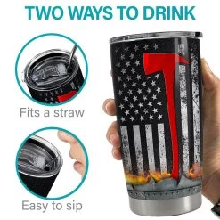 Personalized Firefighter Tumbler American Flag With Custom Name -Gift Series Store Personalized Firefighter Tumbler American Flag With Custom Name 6