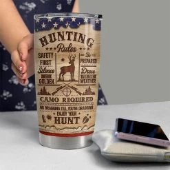 Personalized Hunting Tumbler Hunting Rules Wood Drawing -Gift Series Store Personalized Hunting Tumbler Hunting Rules Wood Drawing 5