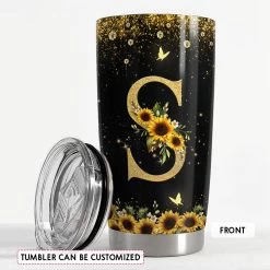 Personalized Initial Tumbler With Monogrammed Letter Sunflower 11 Personalized Initial Tumbler With Monogrammed Letter Sunflower -Gift Series Store Personalized Initial Tumbler With Monogrammed Letter Sunflower 2