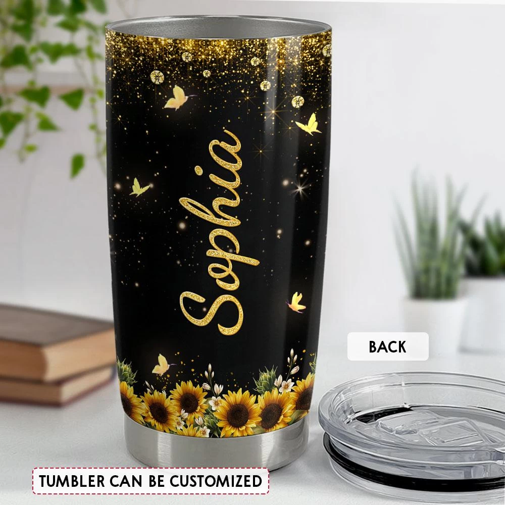 Personalized Initial Tumbler With Monogrammed Letter Sunflower 6 Personalized Initial Tumbler With Monogrammed Letter Sunflower - Image 4