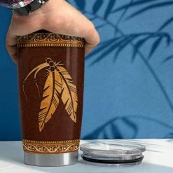 Personalized Native American Style Tumbler Leather Drawing Best Gift -Gift Series Store Personalized Native American Style Tumbler Leather Drawing Best Gift 3