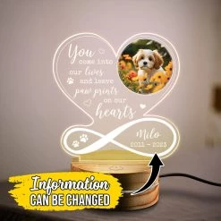 Gift Series Store -Gift Series Store Personalized Night Light Heart Design With Custom Dog Photo 1