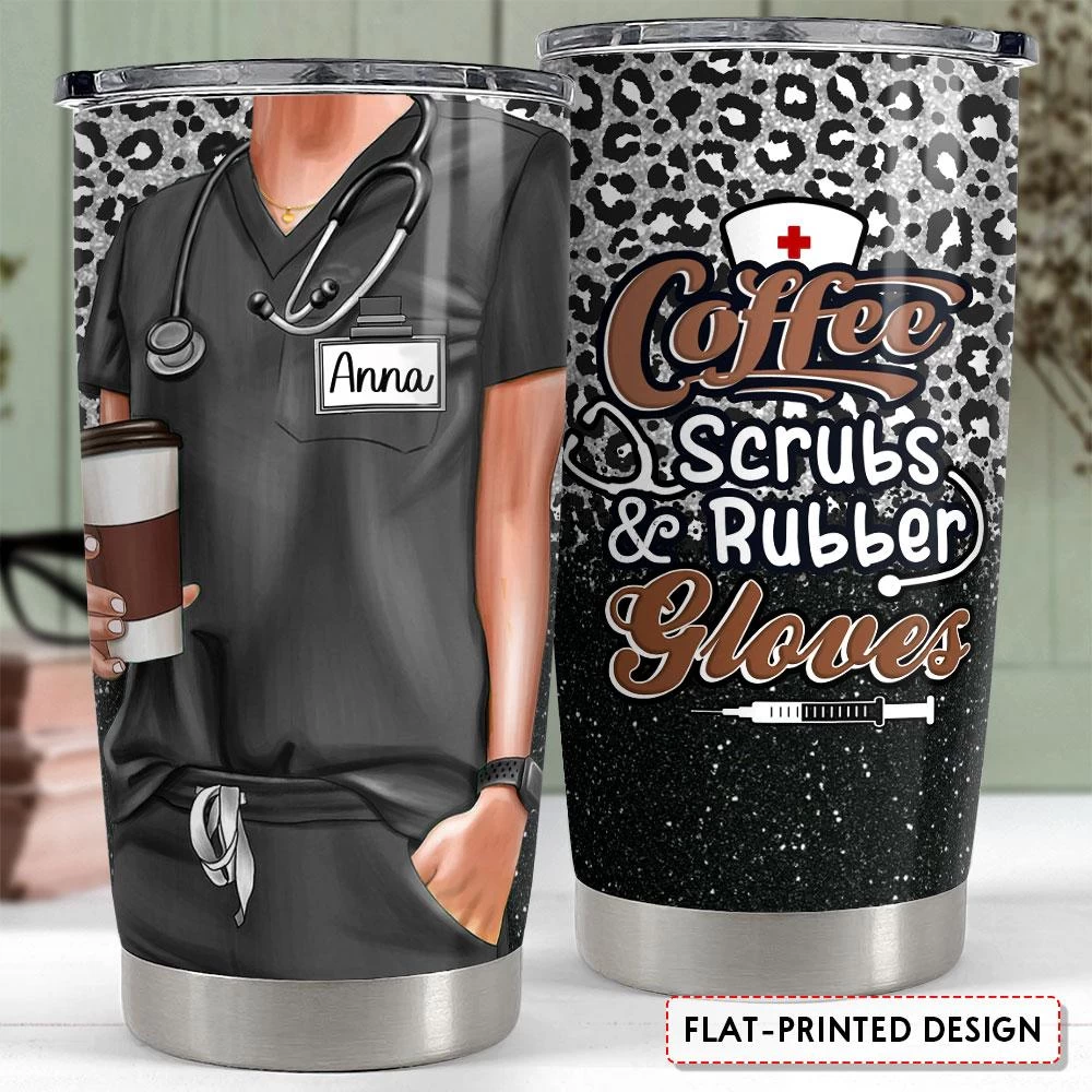 Personalized Nurse Scrub Tumbler With Customize Name Leopard Pattern 4 Personalized Nurse Scrub Tumbler With Customize Name Leopard Pattern - Image 2