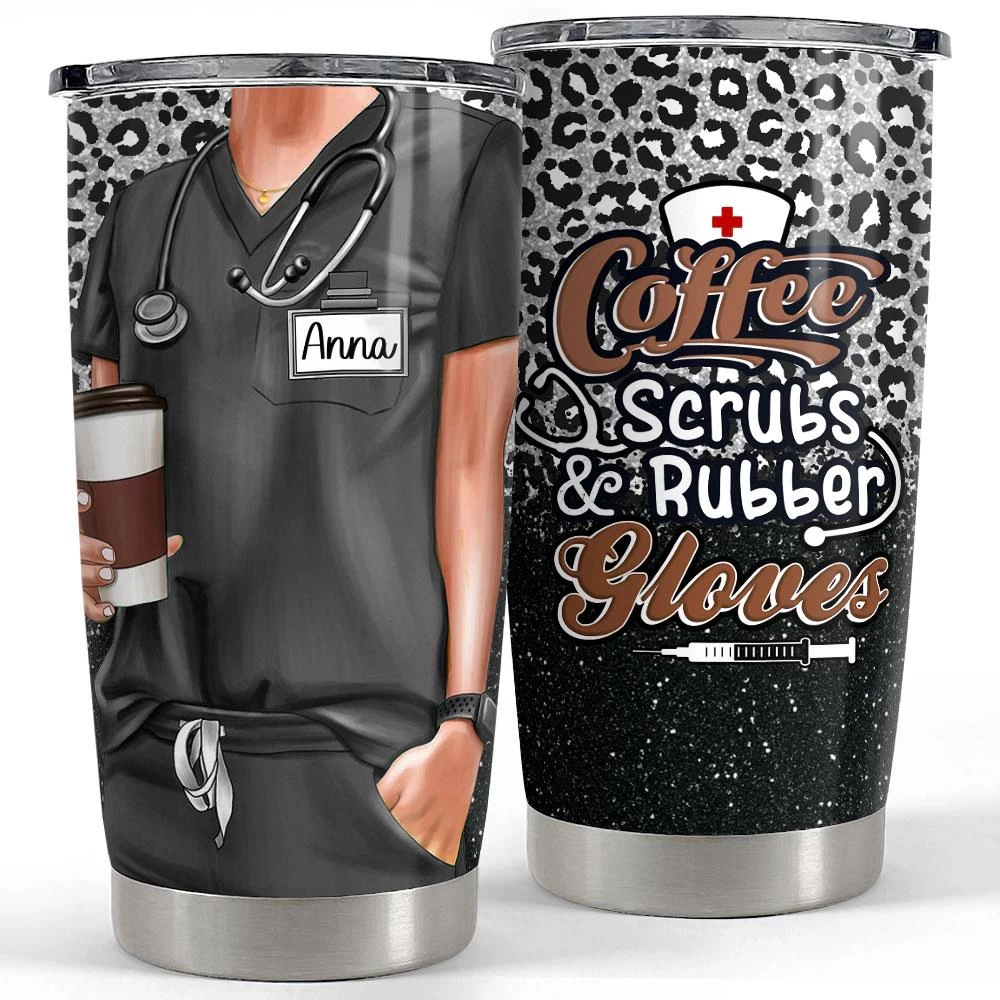 Personalized Nurse Scrub Tumbler With Customize Name Leopard Pattern 3 Personalized Nurse Scrub Tumbler With Customize Name Leopard Pattern