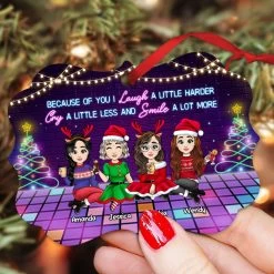 Personalized Ornament For Besties Because Of You I Laugh Harder -Gift Series Store Personalized Ornament for Besties Because Of You I Laugh Harder 4