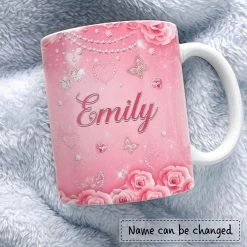 Personalized Pink Butterfly Rose Art Mug 12 Personalized Pink Butterfly Rose Art Mug -Gift Series Store Personalized Pink Butterfly Rose Art Mug 3
