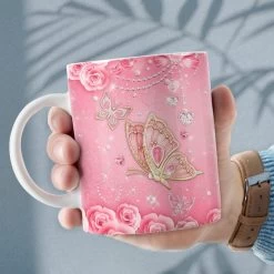 Personalized Pink Butterfly Rose Art Mug 13 Personalized Pink Butterfly Rose Art Mug -Gift Series Store Personalized Pink Butterfly Rose Art Mug 4