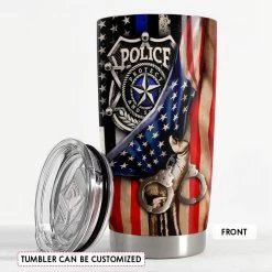 Personalized Police Tumbler With Customize Name American Flag -Gift Series Store Personalized Police Tumbler With Customize Name American Flag 2