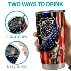 Personalized Police Tumbler With Customize Name American Flag -Gift Series Store Personalized Police Tumbler With Customize Name American Flag 6