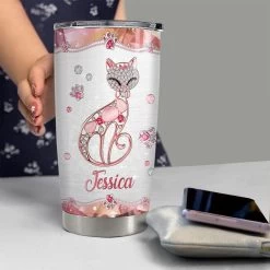 Personalized Tumbler Just A Girl Who Loves Cats Jewelry Style Gift -Gift Series Store Personalized Tumbler Just A Girl Who Loves Cats Jewelry Style Gift 3
