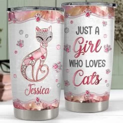 Personalized Tumbler Just A Girl Who Loves Cats Jewelry Style Gift -Gift Series Store Personalized Tumbler Just A Girl Who Loves Cats Jewelry Style Gift 4