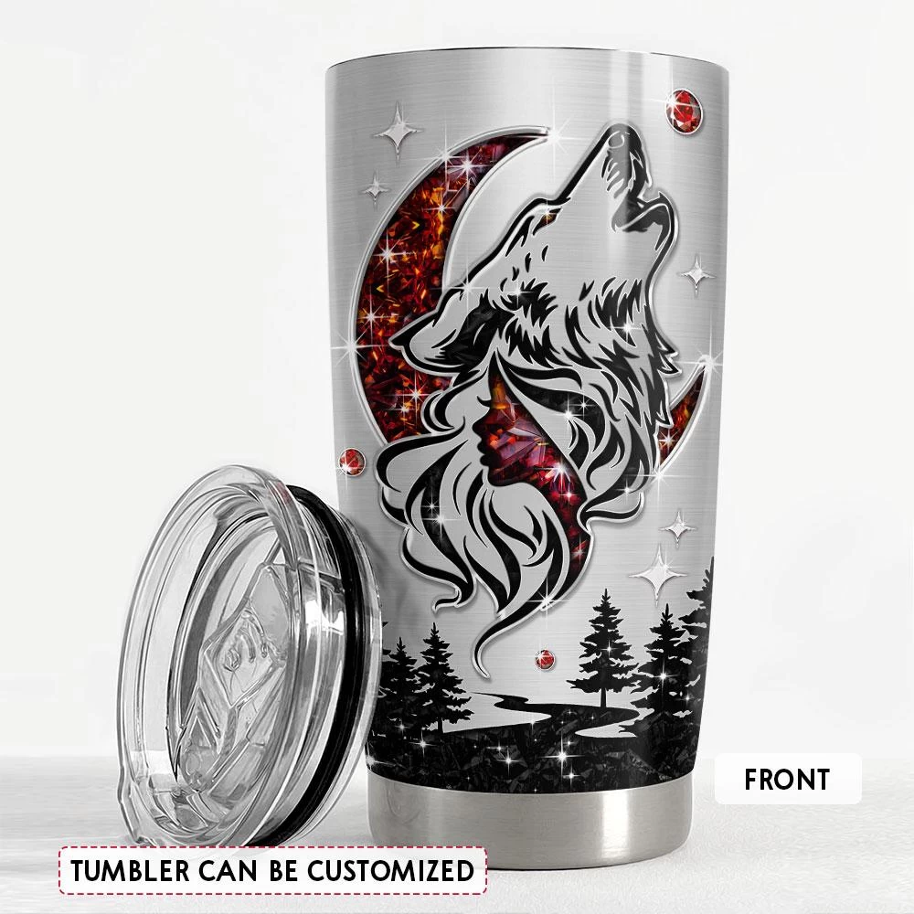 Personalized Wolf Tumbler With Customize Name Jewelry Drawing 5 Personalized Wolf Tumbler With Customize Name Jewelry Drawing - Image 3