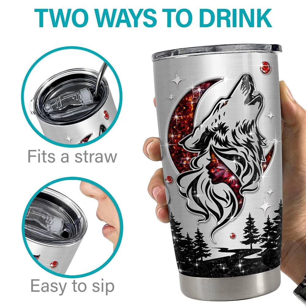 Personalized Wolf Tumbler With Customize Name Jewelry Drawing 9 Personalized Wolf Tumbler With Customize Name Jewelry Drawing - Image 7