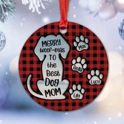 Personalized Wood Dog Mom Ornament Christmas Gift With Pawprint -Gift Series Store Personalized Wood Dog Mom Ornament Christmas Gift With Pawprint 4