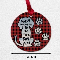 Personalized Wood Dog Mom Ornament Christmas Gift With Pawprint -Gift Series Store Personalized Wood Dog Mom Ornament Christmas Gift With Pawprint 5