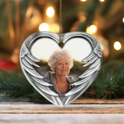 Personalized Memorial Grandma Ornament Custom Photo Ceramic Ornaments 2024 For Grandma Sympathy Gift Loss Of Loved One Ornaments Heart Ornaments -Gift Series Store SJORLIMP05102022003CECI MK04