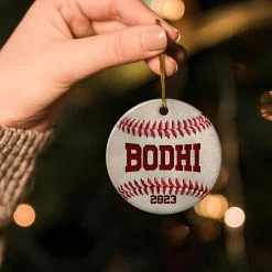 Personalized Baseball Ornament Christmas Custom Name Ceramic Ornaments 2024 For Christmas Tree Gift Baseball Player Decor Custom Xmas Circle Ornaments -Gift Series Store SJORLIVT29082022001CECI Mk3