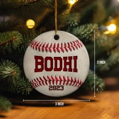 Personalized Baseball Ornament Christmas Custom Name Ceramic Ornaments 2024 For Christmas Tree Gift Baseball Player Decor Custom Xmas Circle Ornaments -Gift Series Store SJORLIVT29082022001CECI Mk4