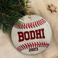 Personalized Baseball Ornament Christmas Custom Name Ceramic Ornaments 2024 For Christmas Tree Gift Baseball Player Decor Custom Xmas Circle Ornaments -Gift Series Store SJORLIVT29082022001CECI Mk6