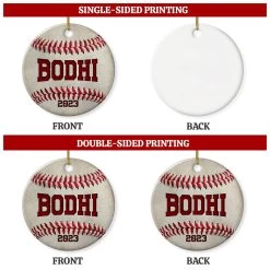 Personalized Baseball Ornament Christmas Custom Name Ceramic Ornaments 2024 For Christmas Tree Gift Baseball Player Decor Custom Xmas Circle Ornaments -Gift Series Store SJORLIVT29082022001CECI Mk7